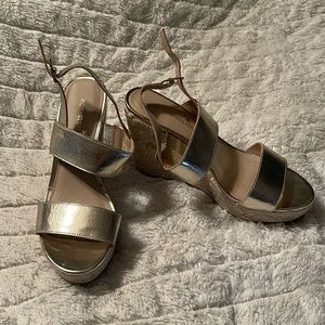 Gold ankle wedges size 9